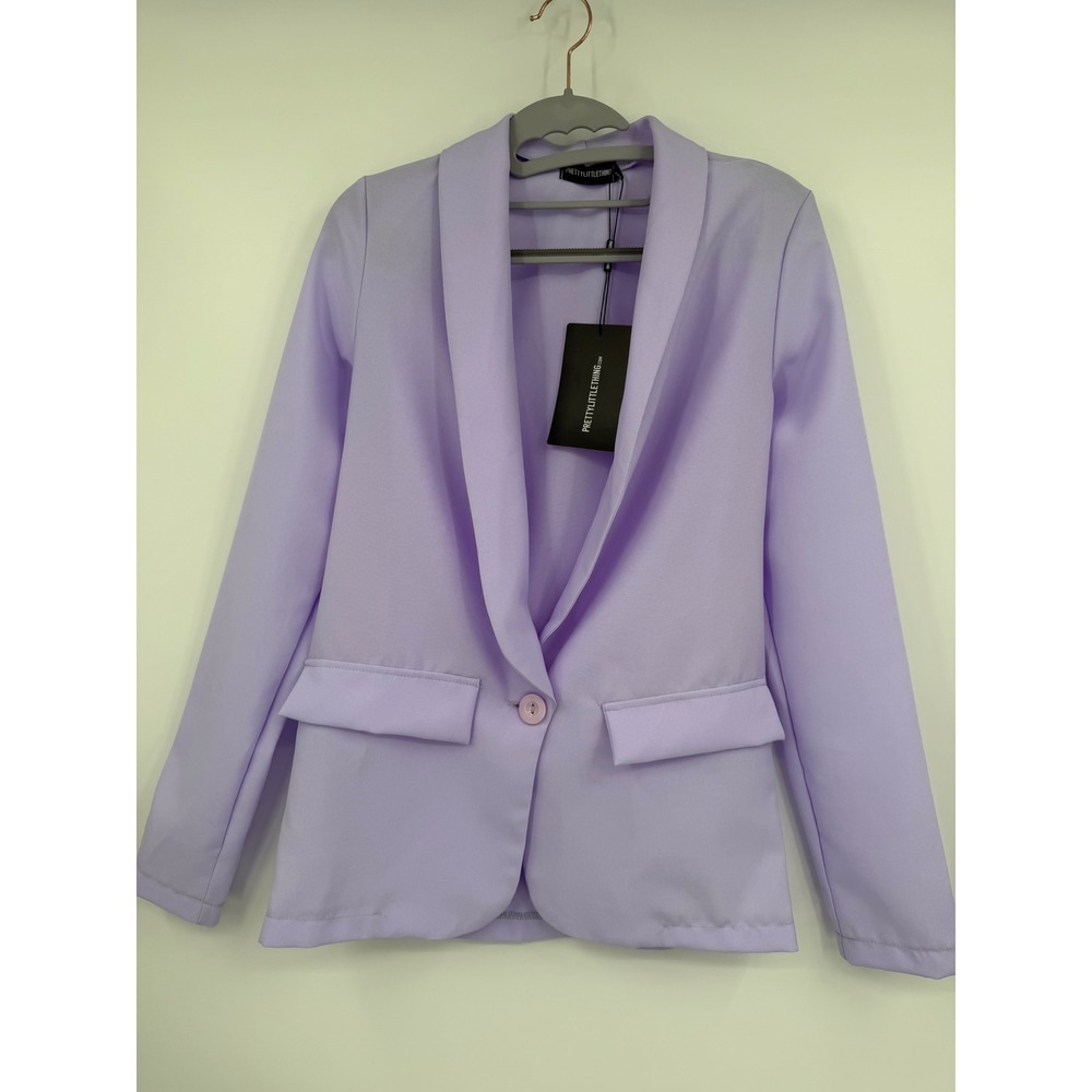 PrettyLittleThing Lilac Basic Single Breasted Curved Lapel Blazer CMY4165 Size 0